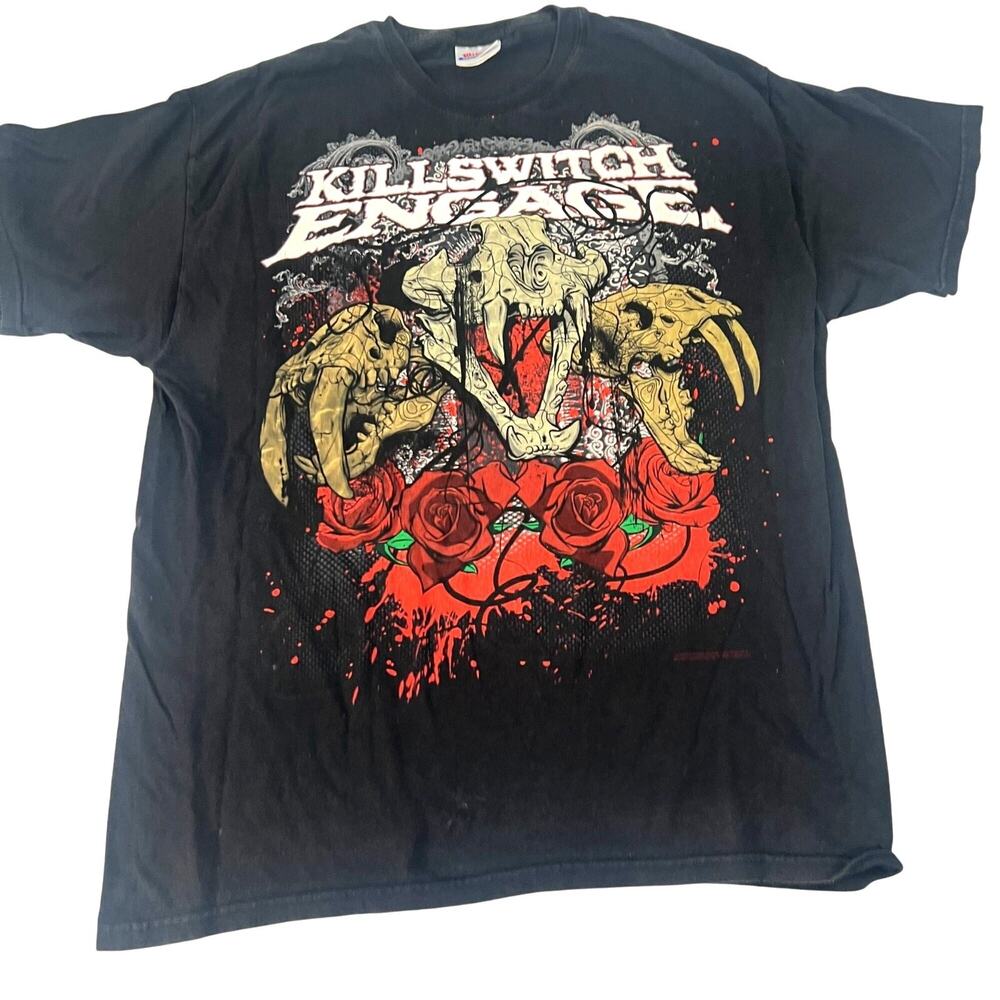 Killswitch Engage Black‎ Band Tee Flowers Rock Metal L